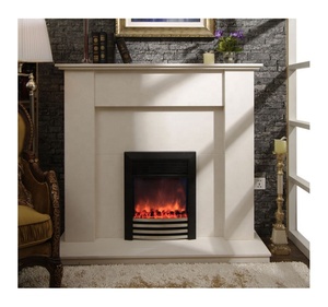 Cheminée en <span class=keywords><strong>pierre</strong></span> de marbre de style irlandais <span class=keywords><strong>nordique</strong></span> européen, design simple, beige, en <span class=keywords><strong>pierre</strong></span> calcaire - Product Image 3