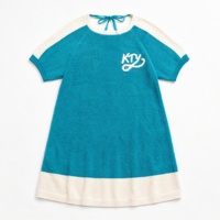 Robe en tricot surdimensionnée personnalisée pour femme, color block, fil filé à la main, broderie chenille contrastante, pour tenue quotidienne et de week-end