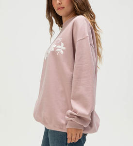 Pull-over en coton à col rond surdimensionné pour femme, streetwear, personnalisé par le fabricant, haute qualité, grande taille, brodé et sérigraphié - Product Image 2