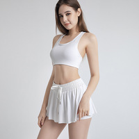 YJ047 2 en 1 Shorts Yoga Wear Running Fitness Sports Tennis Short Culottes Plus Size Shorts de sport pour femmes