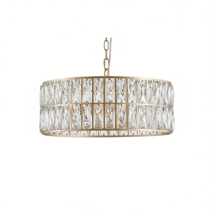 Lustre Moderne en Cristal Doré de 18 Pouces, 6 Lumières, Luminaire Suspendu pour Salon, Chambre à Coucher - Product Image 1