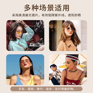 Lunettes de soleil œil de chat ovales style européen et américain, monture noire, verres TAC UV400, protection solaire unisexe, mode et voyage - Product Image 5