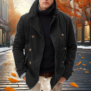 <b>Men's</b> Vintage Canvas Coated Plain Dyed Double-Breasted Jacket Premium Casual Outerwear for Fall & Winter for - Product Image 2