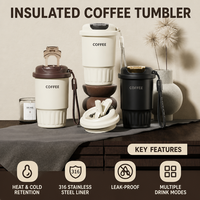 Gobelet isotherme personnalisé Kingze avec logo, 380 ml, en acier inoxydable 316, tasse de voyage thermique, couvercle rabattable anti-fuite pour les voyages en plein air