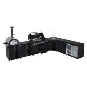 Cucina esterna 304 in acciaio inox nero impermeabile armadio da cucina barbecue Grill a Gas cucina esterna con lavello