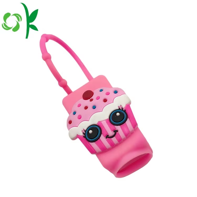 OKSILICONE Custom Logo Pattern Silicone Hand Liquid Bottles Sanitizer Cover Holder Cartoon Silicone Bottle Cover for Traveling