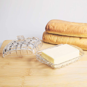Beurrier en verre vintage avec couvercle et poignée <span class=keywords><strong>papillon</strong></span> en relief pour le stockage alimentaire en cuisine - Product Image 3