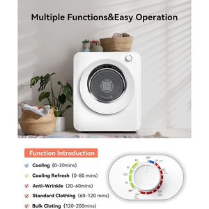 Secadora de Ropa Portátil Euhomy de 1.5 Pies Cúbicos y 850W, Secadora de Tambor de Carga Frontal Blanca, Máquina de Secado Compacta - Product Image 3