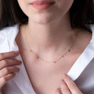 Collier ras du cou en plaqué or Rose et argent pour femme, bijoux personnalisés, avec petite lettre <span class=keywords><strong>initiale</strong></span>, vente en gros - Product Image 4