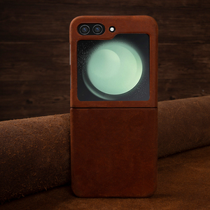 Para Samsung <span class=keywords><strong>Galaxy</strong></span> Z <span class=keywords><strong>Flip</strong></span> 5 Funda plegable de cuero genuino para Samsung Z <span class=keywords><strong>Flip</strong></span> 4 3 Funda de teléfono de lujo vintage - Product Image 5