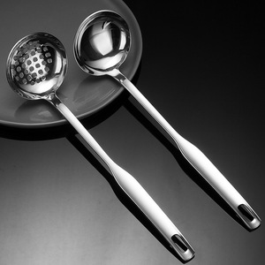 AkL Stainless Steel Ladle 304 Soup Strainer Large Capacity Commercial Kitchen <b>Serving</b> <b>Spoon</b> - Product Image 1