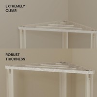 Tabouret de douche d'angle triangulaire en acrylique robuste avec étagère de rangement pour la douche et le rasage