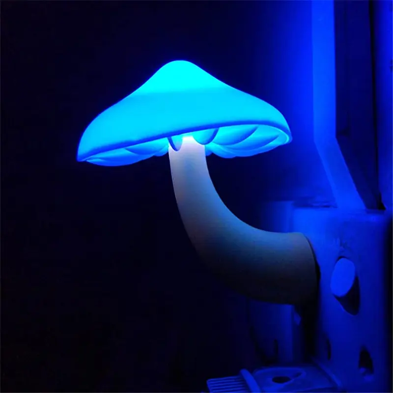 성인을위한 Led 야간 조명 어린이 아기 어린이 버섯 야간 조명 플러그 램프 침실 욕실 용 야간 조명 벽 램프