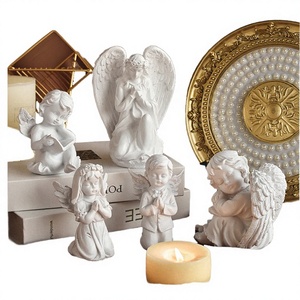 Estatua de Ángel Orando en Forma de Corazón, Pintada a Mano en Resina MAMBA, Escultura Religiosa de Hada para Jardín, Figura Decorativa Impermeable - Product Image 2