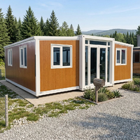 Maison conteneur préfabriquée extensible et pliable à double aile, respirante et de haute qualité, au design moderne du milieu du siècle