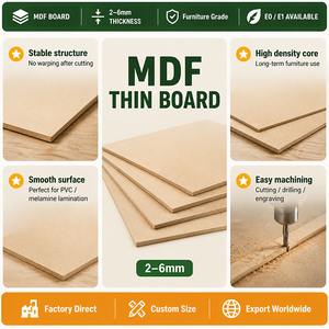 Panneau en fibre de bois de densité moyenne certifié FSC 2,4 mm 3 mm 6 mm Surface lisse pour la décoration et l'artisanat - Product Image 3