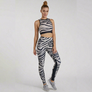 2026 Best High Waist Full Length Zebra Print Yoga <b>Leggings</b> Women Spandex Polyester Elastic Waist Four-Way Stretch <b>Flared</b> Leg - Product Image 1