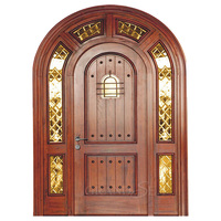 Portes d'entrée en bois à double arche extérieure modernes avec taille personnalisée