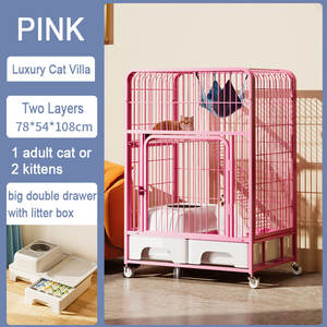 Gabbia per animali domestici in vendita grande gabbia per gatti villa per animali domestici per il trasporto di animali domestici gabbia per gatti portatile con lettiera e ruote trampolino - Product Image 2