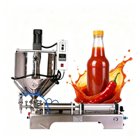 Machine de remplissage semi-automatique pour crèmes et pâtes (shampoing, etc.) avec chauffage et mélange, capacité 20-500ml, trémie agitateur 30L, prix usine