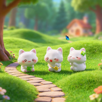 Figur Kucing Putih Mini Resin Kawaii Laris Manis, Ornamen Kerajinan untuk Dekorasi Taman Peri, Meja, Rumah, dan Lanskap Terarium
