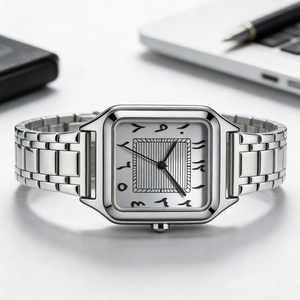 Montre à quartz pour homme, montre à chiffres arabes pour homme, montre carrée en alliage d'acier inoxydable, montre étanche 3ATM - Product Image 4