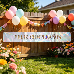 Fascia Bianca 'Buon Compleanno' con Lettere Iridescenti, Elegante Decorazione per Feste, Confezione da 12 Pezzi - Product Image 5