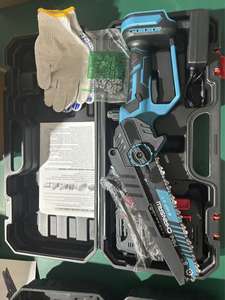 Scie à chaîne sans fil 21V rechargeable avec moteur sans balais, batterie lithium-ion, 8 pouces, outil de coupe du bois, étui - Product Image 4