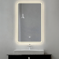 Miroirs de vanité de bain antibuée à capteur tactile intelligent Miroir de maquillage de salle de bain rectangulaire avec lumière LED