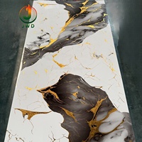 Panneau mural en PVC stabilisé personnalisé pour décoration intérieure, feuille de marbre UV pour panneaux de plafond, cuisine, salon