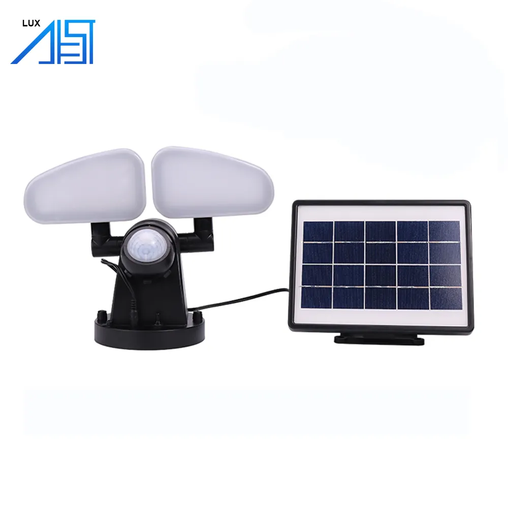 Latest Arrival China Factory Indoor Outdoor Two Head Solar Street Led Food Light with PIR Motion Sensor for Sale