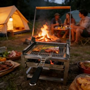 <span class=keywords><strong>Parrilla</strong></span> de Barbacoa Giratoria de Acero Inoxidable al por Mayor, <span class=keywords><strong>Parrilla</strong></span> de Carbón para Exteriores, Ideal para Reuniones y Campamentos - Product Image 3