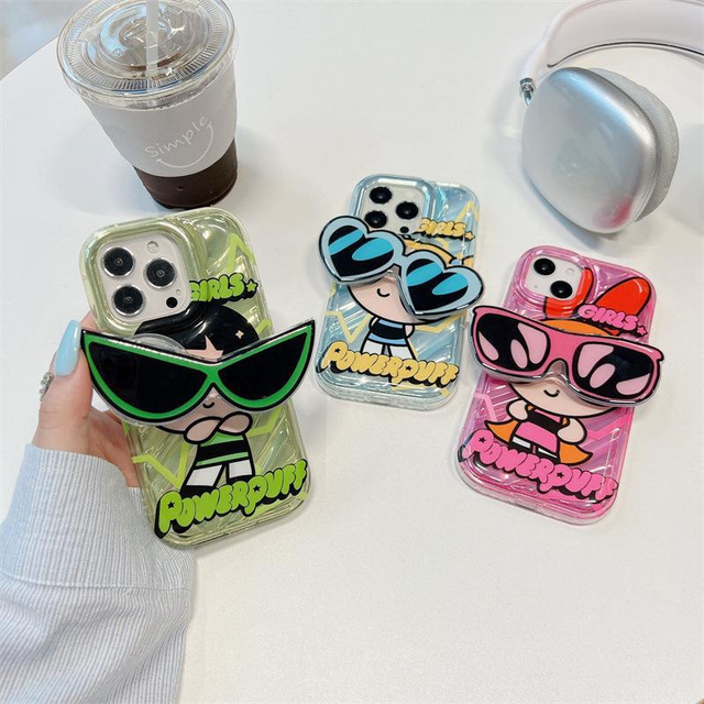 Adorable Girl Cute Cartoon TPU Phone Case with Holder for iPhone 11 12 13 14 15 16 Pro Max Cover Wholesale Phone Accessories