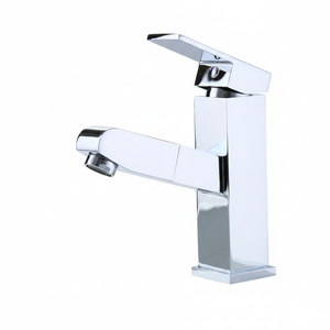 Modern square Pull-out Brass Basin Faucet Hot and Cold Chrome Hotel Hot and Cold Basin Mixer - Product Image 1