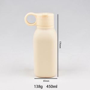 Custom logo School Travel 450ml Portable Handle Silicone Children Kids Sports Water Bottle with <b>Plastic</b> <b>Straw</b> - Product Image 3