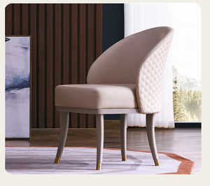 Schienale alto Hotel o sala da pranzo al coperto mobili di lusso di marca nuova gamba in legno sedia da pranzo in pelle singola - Product Image 6