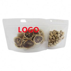 Sacs à fermeture éclair givrés personnalisés avec logo, plusieurs tailles, fond plat, sachets en plastique refermables, emballages pour snacks, pack promotionnel - Product Image 1
