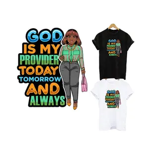 God Quote Iron On Patches Applique For Clothing Heat Transfers Stickers For T-Shit
