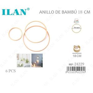 Anello in bambù Ilan 18 cm per artigianato e decorazioni, 6 pezzi - Product Image 1