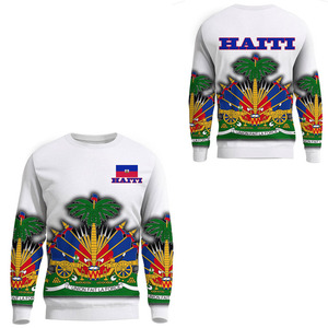 Sweats à capuche noirs hommes Haïti île drapeau haïtien Tribal imprimé graphique col rond manches longues décontracté ample sweat pulls - Product Image 4