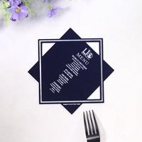 Carte de menu en velours bleu marine avec étoile à huit branches, estampillée à chaud argentée, pour mariage, banquet, fête d'anniversaire