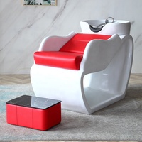 Klassischer heißer Verkauf moderner elektrischer Shampoo-Bett-Shampoo-Stuhl mit weißer Keramik-Shampoo-Schale für Friseursalon