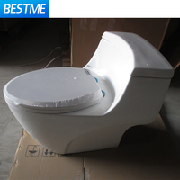 WC monobloc de luxe moderne en céramique avec grande cuve d'eau, chasse d'eau à double siphon et chasse d'eau à siphon intégrée, sanitaires de salle de bain