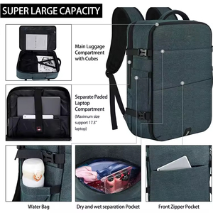 Sac à dos de voyage approuvé pour les vols de <span class=keywords><strong>17</strong></span> <span class=keywords><strong>pouces</strong></span>, imperméable, 40L, sac à dos de week-end, sac à dos pour ordinateur <span class=keywords><strong>portable</strong></span> avec 3 cubes de rangement - Product Image 3
