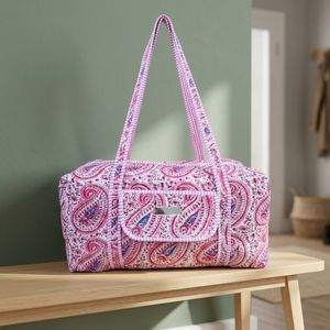 For Paisley Pattern Handmade Cotton Duffel Bag with Zipper Closure Lightweight & Large Capacity Travel <b>Weekender</b> Bag - Product Image 1