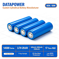 Batterie cylindrique lithium-ion à faible MOQ 14500, 600 mAh, 800 mAh, 1000 mAh, 3,7 V, rechargeable pour enceintes