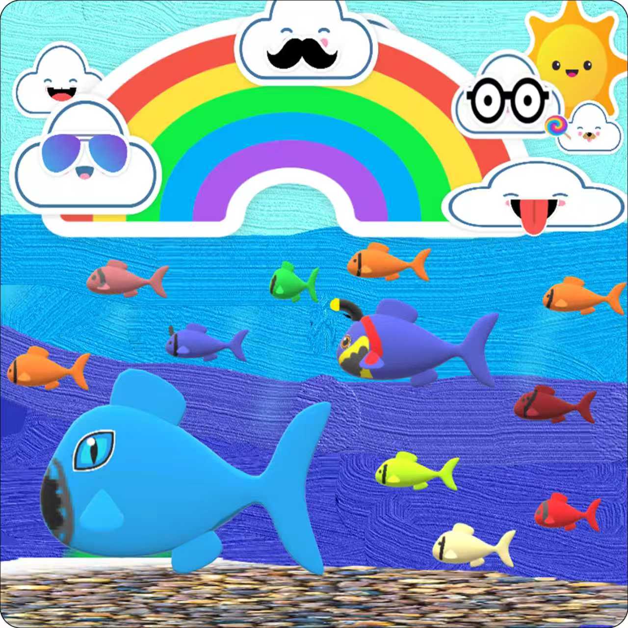 animales marinos azul