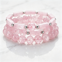 Ensemble de 3 bracelets en pierres naturelles de 8 mm, unisexes, perles rondes, empilables, pour un usage quotidien, cadeau de vacances