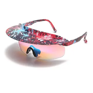 2024 новые спортивные солнцезащитные очки для велоспорта в форме шляпы сумасшедшие Смешные унисекс цельнолитые солнцезащитные очки с линзами