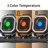 Ventilateur de camping extérieur F16, 40000 mAh, rechargeable, en plastique, commande mécanique avec éclairage RGB, ventilateur portable USB pour tente